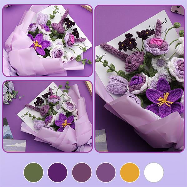 Hand-crocheted flower bouquets, complete with detailed instructions, make the perfect gift for Mother’s Day or Valentine’s Day,Beginner-Friendly Knitting Kit