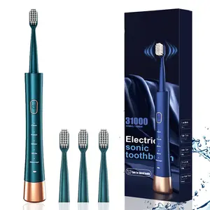 USB Rechargeable Electric Toothbrush, 1 Set 5 Modes Electric Toothbrush & 4 Counts Replacement Brush Heads, Oral Care Tool for Women and Men, Valentine's Day Gift