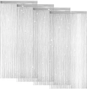 4 count Glitter String Curtains Doorway Beads Curtains, 39 x 79 Inch Hanging Fringe Hippie Room Divider Door String Curtain Boho Doors Tassel for Doorways, Windows, Closet,  Decor ()