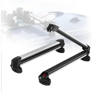 VEVOR Ski Snowboard Roof Rack, Carry up to 4 Pairs of Skis or 2 Snowboards, 2 PCS Aluminum Universal Car Roof Rack Top Holder with Lock Rubber Padding, Carrier for Fishing Rod, Fit Most Crossbars