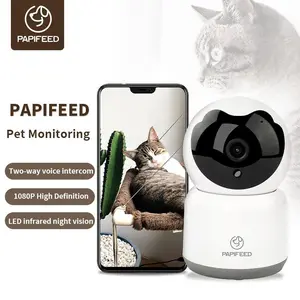 PAPIFEED Pet Feeding Monitor Wifi Remote VoiceinteractiveCat Camera 360 Panoramic 1080P Petcamera IndoorSecurity Quiet Stainless dog lover pet accessory pet  needs