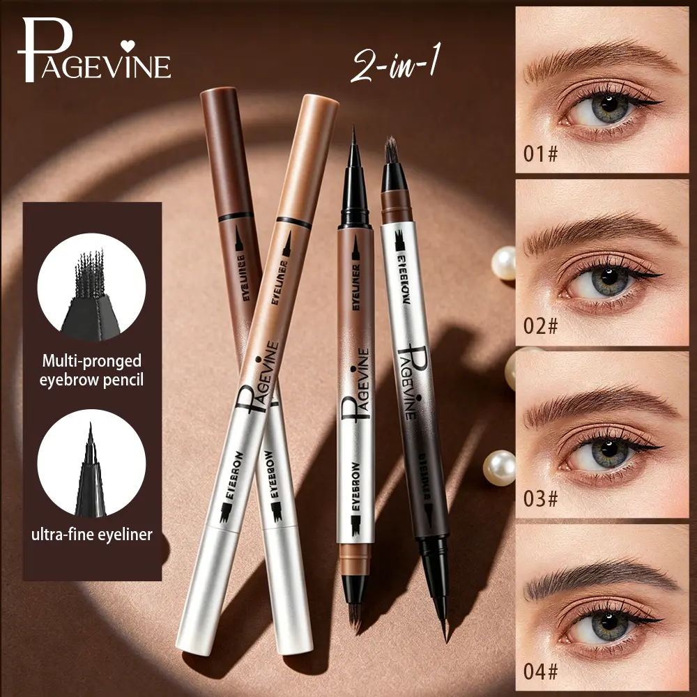 2-in-1 Microblading Eyebrow Pen & Ultra-Fine Eyeliner - Waterproof, Smudge-Proof, Long-Lasting Dual-Ended Makeup Pencil for Natural Hair-Like Strokes