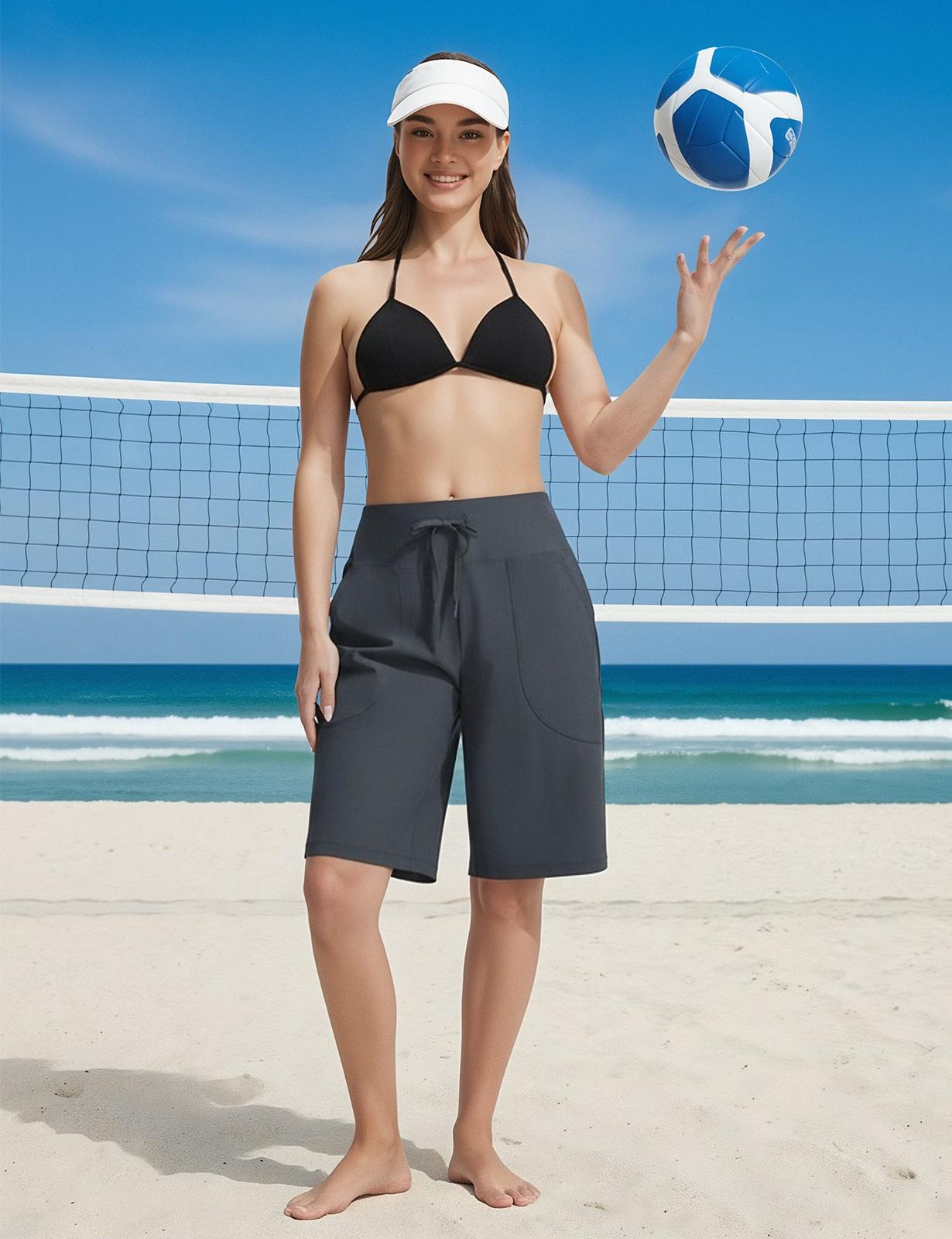 BALEAF Women's Long Swim Shorts High Waisted Tummy Control Knee Length Bermuda Swimming Bottoms Tankini Swimsuit with Inner Liner Pockets Quick Dry Lightweight Stretch Breathable Water Resistant Modest Swimwear for Beach Pool Surfing Outdoor #Summervibes