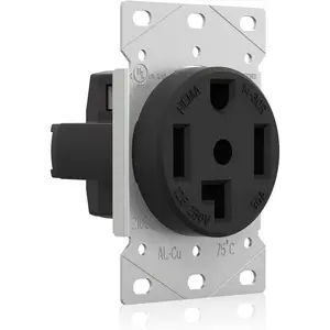 30 Amps 125/250V Dryer Outlet, Flush Mounting Power Outlet, NEMA 14-30R, Straight Blade Heavy Duty Dryer Receptacle, Grounding, 3 Pole 4 Wire, UL Listed, 1 Pack