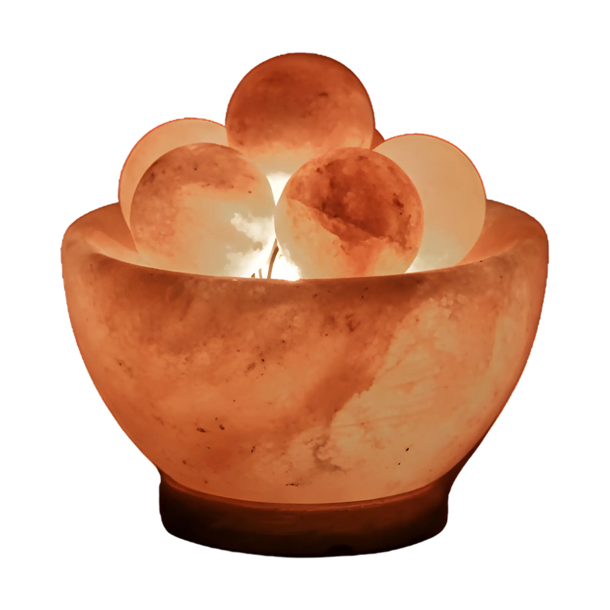 Himalayan Pink Salt Fire Bowl Lamp with 6-Massage Balls, 6–7 lb – Natural Salt Massage Balls for Relaxation, Wellness & Home Spa Use