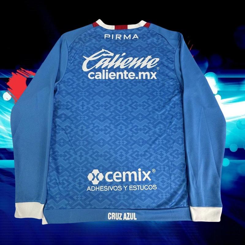 24 25 Mexico Ligamx League Cruz Azul Away Long Sleeve Soccer Jersey Fans Version White