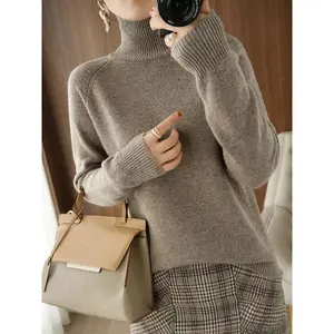 Fashion Basic Autumn/Winter Merino Wool Mock-Neck Cashmere Pullover Solid Color Soft Long-Sleeve Top #streetwear #autumn outfit inspiration #ootd Knitted Top