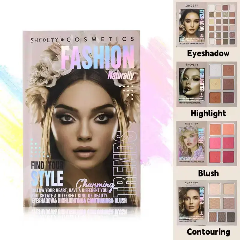 All-in-1 Makeup Book Palette Set - Full Face Beauty Kit with Eyeshadow, Blush, Highlighter, Contour, Matte & Shimmer Multi-Use Cosmetics