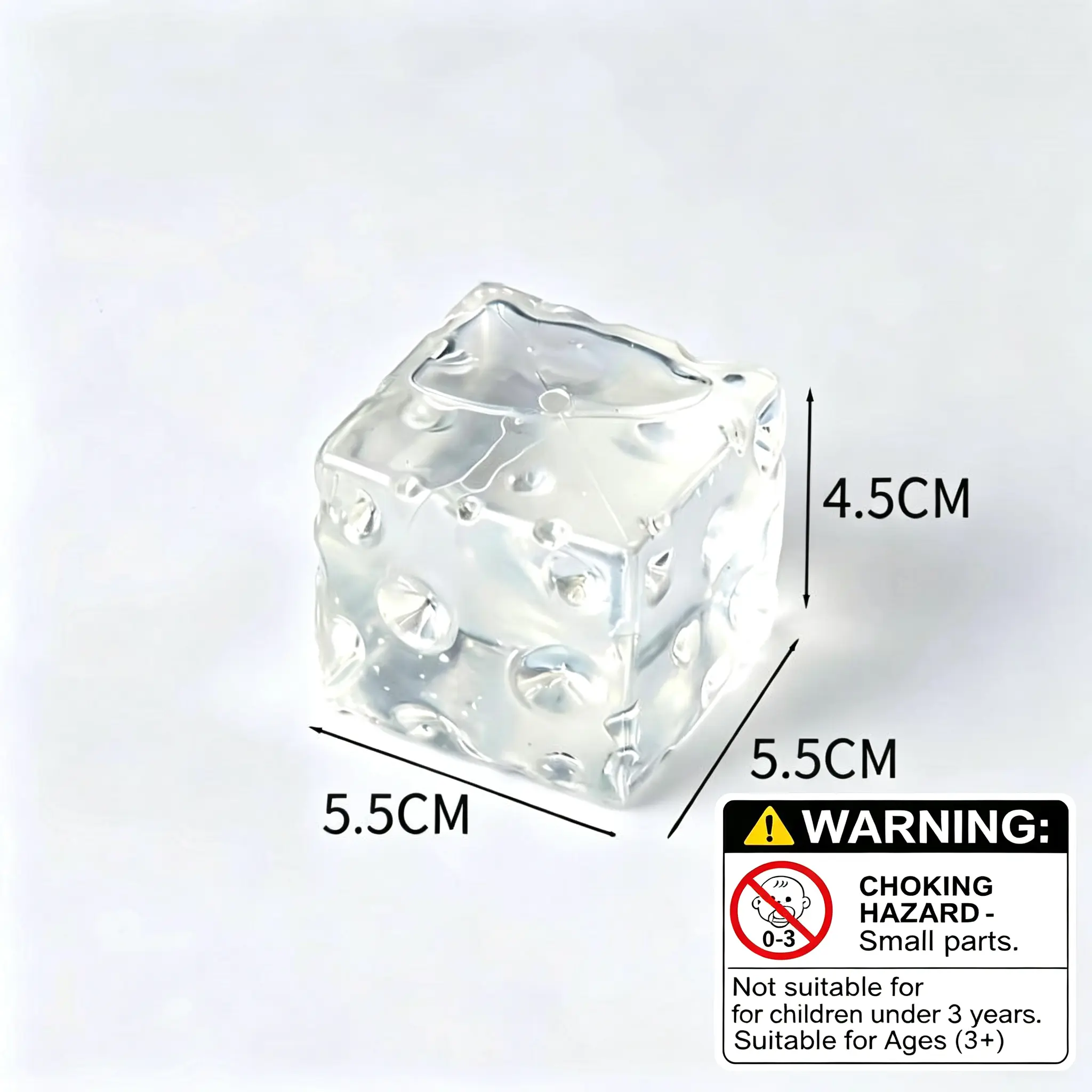 Transparent Cheese Cube Soft Squeeze Stress Relief Toy - 5cm or 7cm, Non-Toxic, Phthalate-Free, Unisex Soft, Ideal for Relaxation