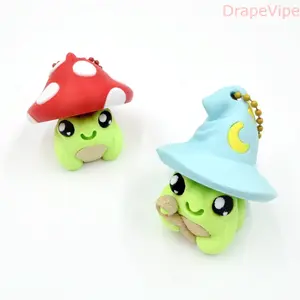 3D Printed Fidget Clicker Toy with Wizard Mushroom Frog Design, Cute Sensory Desk Toy Keychain, Magic Style Collectible Mini Figure for Stress Relief, ASMR Clicking Fun, Gamer Room Decor, Backpack Charm & Creative Gift for Kids and Adults