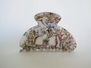 Long gray abalone sea shell effect hair claw clip