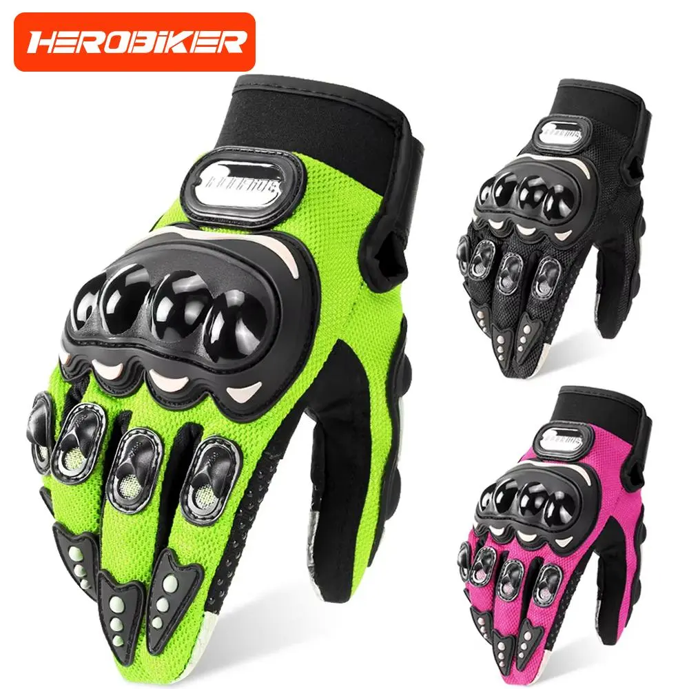 New Motorcycle Glove Breathable Bicycle Motorcycle Full Finger Guantes Motocross Motorbike Breath Mesh Touch Screen Racing Glove
