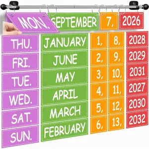 Magnetic Flip Calendar with Magnetic Rod for Classroom Whiteboard, Magnetic Calendar for Back to School Bulletin Board, Teacher Must Haves, Colorful Cool Multicolor B