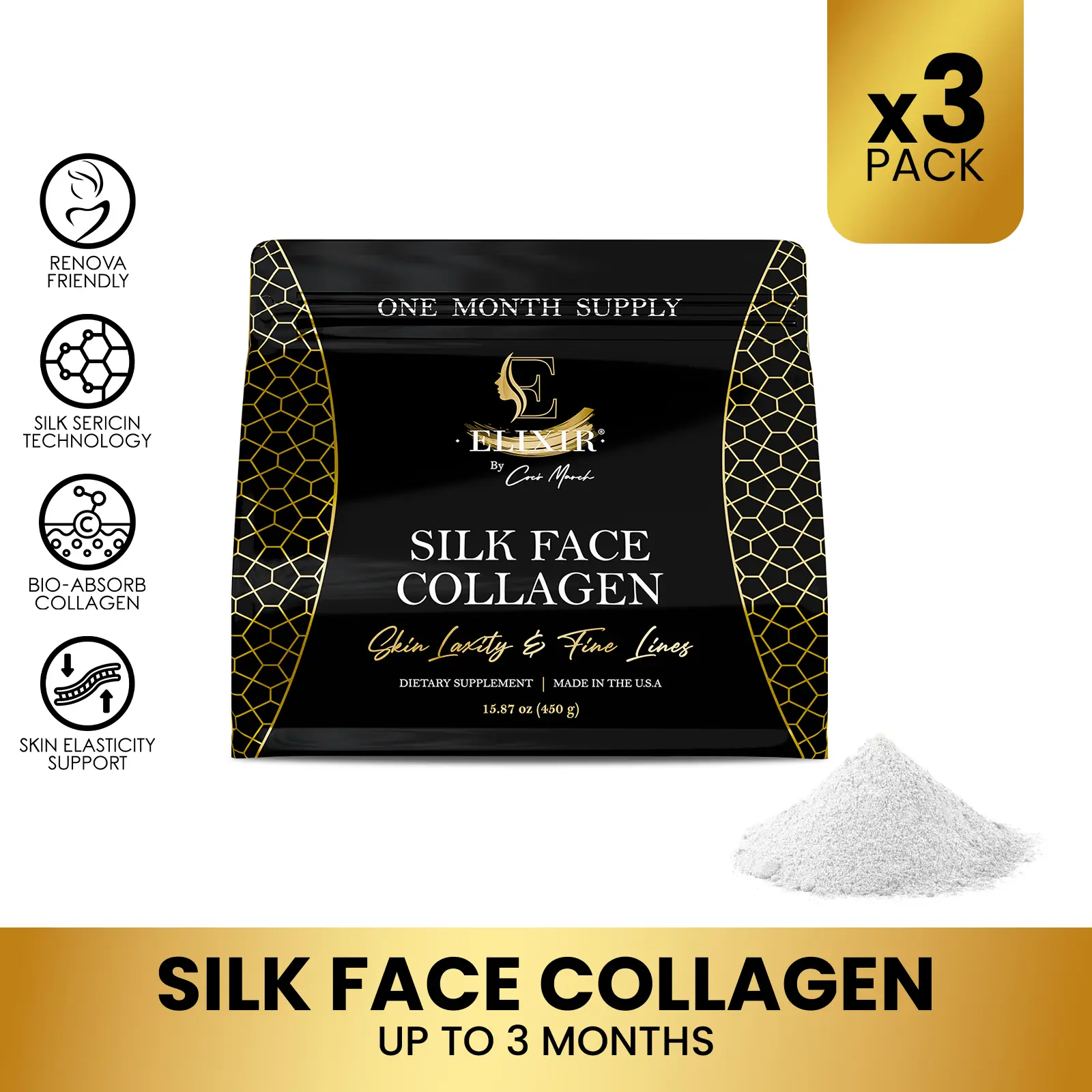 molecular glutathione coco march 3 Pack of Coco March Silk Face Collagen - Formulated for Face & Neck