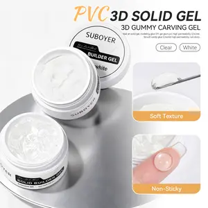 SUBOYER 3D Nail Gel, Transparent White Solid Extension Gel, 15g 3D Nail Sculpting Gel, Non-sticky Hard Gel for sculpting patterns and decorations, suitable for nail art and home DIY manicures for women.