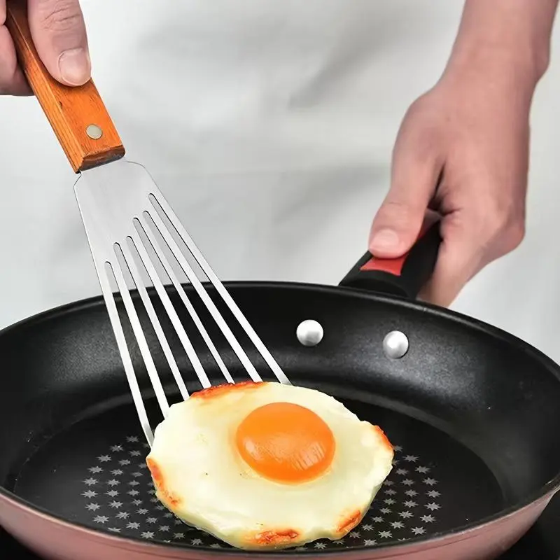 Stainless Steel Frying Shovel, Non-slip Frying Spatula, Kitchen Cooking Utensils for Egg Steak Fish Slice, Kitchen Supplies, Kitchenware, Home