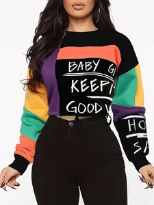 Women's All Over Print Crew Neck Sweatshirt, Fashion Casual Funny Relatable Sweatshirt for Daily Holiday Outdoor Wear, Ladies Clothes for All Seasons