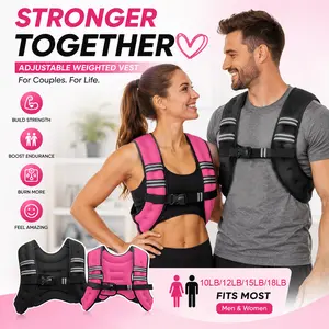 【SummerVibes】Black/Pink Unisex Weighted Vest 10/12/15/18LB, Adjustable Rucking Vest for Walking, Running, Strength Training, Fitness, with Reflective Stripe & Phone Pouch, Workout Vest for Men & Women