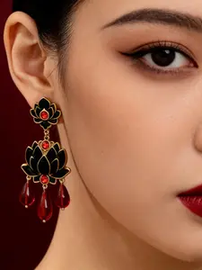 Vintage Lotus Pendant Earrings, Fashion Trendy Versatile Ear Studs, Party Accessory Jewelry Set, Unisex Elegant Design