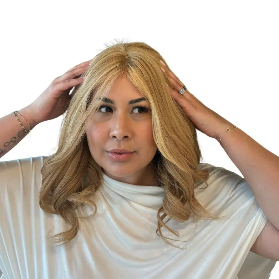 Medical Grade Blonde Human Hair Wig for Alopecia & Chemo Hair Loss, 100% Remy Multi-Tonal Golden Blonde Cranial Prosthesis Wig, Soft Wave Glueless Unit for Sensitive Scalp