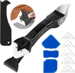 JOKKLOKK Caulking Tool Set with 3 Glass Glue Corner Scrapers for Grout Removal - 3 in 1 Caulking Finishing Tools for Efficient Caulk Removal Heavy-Duty Reusable
