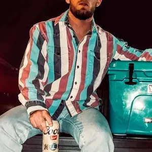 2025 Western Cowboy Men's Shirts Blouses Striped Casual Button Down Long Sleeve Shirt Tops With pockets Collar Fabric casual comfy breathable t-shirt athletic short sleeve tee Menswear Polyester