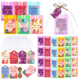 Christmas Hydrating Hand Sanitizer Spray 0.67oz (20ml) ,Bulk 12/24 Sets Mist Hydrating Hand Sanitizer with Positive Sayings Gift Cards & Clear Organza Bags, Fruit Scented, Portable, Gifts for Teacher Camp Counselor Church volunteer Gifts Kids group favors