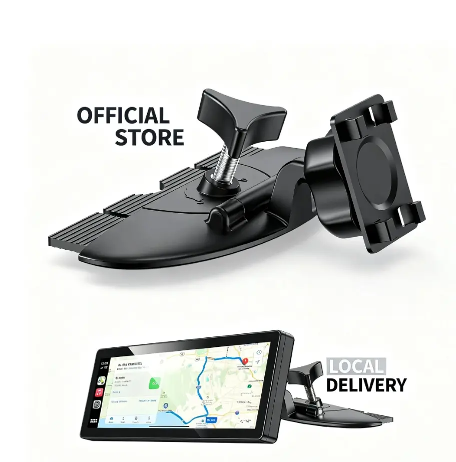 CarPlay Screen CD Slot Mount [Lockable 4-Button Design], 360° Rotatable Car CD Slot Holder Compatible with GPS Monitor Screens