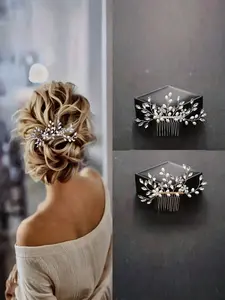 Women's Bride Hair Accessory, Urban Style Pearl Comb Headpiece, Handmade Crystal Insert Comb Hair Ornament, Elegant Bridal Hairstyle