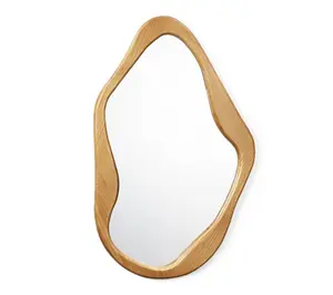 LuxenHome Pine Wood Frame Irregular 39.2"H x 24"W Wall Mirror