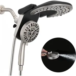 Rain Shower  with Handheld: Foldable High  Shower Heads with Handheld  Combo, 9  Settings/Modes Hand Held Showerhead Dual Rainfall Shower  Built-in  Docking and Jets
