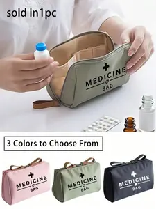 Portable Medicine Bag, Large Capacity First Aid Kit, Vintage Design Women's Compact Size Pill Organizer, Durable Emergency Medical Bag, Emergency Supplies, Emergency Gear