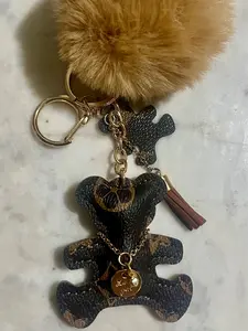 Lux City Girl Pom Pom Bear BagCharm Keychain