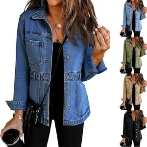 Fessceruna Womens Oversized Denim Jacket Distressed Button Down Boyfriend Jean Jackets 2025 Trendy Shacket
