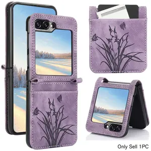 Butterfly Flower Embossed PU Faux Leather Case Cover Suitable For Samsung Suitable For Galaxy Z Flip 7 FE 6 5 4 3 5G Card Slot Slim Phone Bag