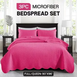 3PCS Bedspread Set with Pillow Shams - Leaf Floral Pattern Coverlet, Soft Breathable Lightweight Microfiber Bedding, All Season