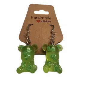 Green Broccoli Filled Gummy Bear Earrings