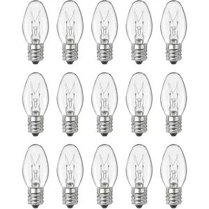 Salt Lamp Bulbs - 15 Watt Light Bulbs for Wax Warmer - C7 Replacement Bulbs for Plug in Wax Diffuser- Warmwhite - Dimmable,15 Packs