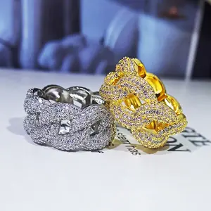 The same Cuban chain ring as the Internet celebrity Zircon sparkly hip hop ring for men and womenTail ring street dance couple