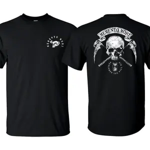 Unisex Memento Mori Graphic Short-Sleeve Tee &Soft Classic Round Neck Ribbed Tops, Casual Army Military Tactical Wear
