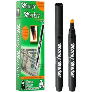 Money Marker (2  Pens) -  Bill Detector Pen with Upgraded Chisel Tip - Detects  Counterfit Bills, Universal  Detectors Pack