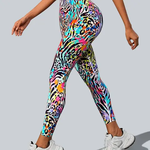 Women's High Waist Abdomen Control Yoga Pants, Gym Workout Leggings, Striped Drip Pattern Sports Underwear, 90% Polyester/10% Spandex, Four-Way Stretch for Running Gym Fitness, Stretchy Workout Leggings, High Waist Activewear, Workout Clothes Women