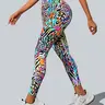 Women's High Waist Abdomen Control Yoga Pants, Gym Workout Leggings, Striped Drip Pattern Sports Underwear, 90% Polyester/10% Spandex, Four-Way Stretch for Running Gym Fitness, Stretchy Workout Leggings, High Waist Activewear, Workout Clothes Women