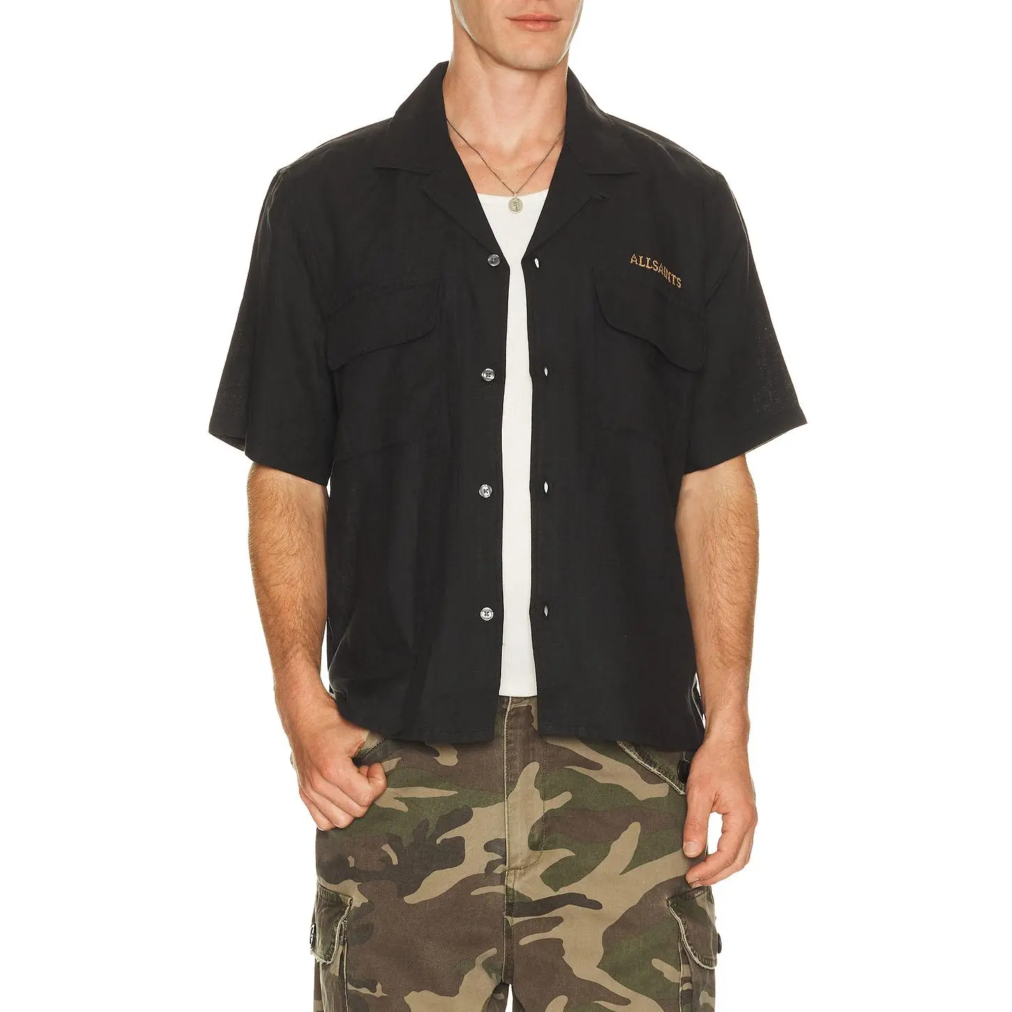 ALLSAINTS Dunloe Shirt in Jet Black