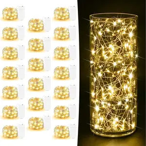 20 Pack Fairy Lights  Operated - 7ft 20 LED Twinkle Lights Copper Wire Mini String Lights for Mason Jars DIY Crafts Christmas Wedding Festivals Party Centerpiece Table Decorations, Warm White
