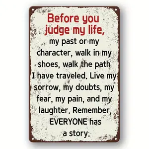 Inspirational Quote Metal Sign, Motivational Life Story Wall Plaque, Vintage Aluminum Decor, No Electricity Needed, Featherless, with All-Season for Home, Man Cave, Bar, Cafe, Garage, Kitchen, Christmas, Halloween, Easter, Hanukkah, Thanksgiving