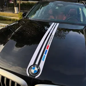 Hugexpen Exclusive BMW Hood Decal for Engine Covers, Sport Style Decorative Sticker, Black/White, Vinyl Film Vehicle Exterior Decoration Automotive Accessories