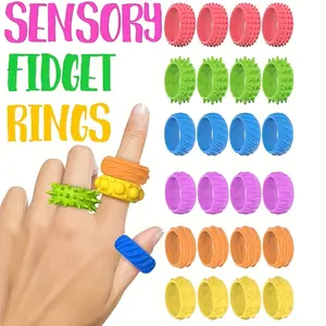 6/12/24-Pack Silicone Fidget Rings for Kids | Sensory Toys with Unique Textures, Multi-Color Set for Calm Focus & Concentration, Ideal for Classroom Rewards, Birthday Gifts & Travel Play, Brand: TIGERPOWER