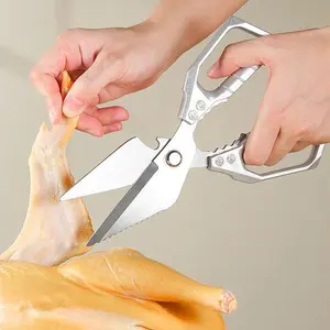 Kitchen Scissors All Purpose -FallFreshness- Stainless Steel Kitchen Shears, Sharp Silver Meat Scissors, Dishwasher Safe, Poultry Shears, Japanese Cooking Scissors for Food, Chicken Bones, and Turkey, Christmas Gift!