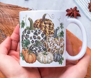 [Sale off up to 50%] Animal Print Pumpkins Mug, Leopard Skin Fall Pumpkins 11oz & 15oz Mug, Autumn Pumpkins Mug